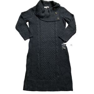 Studio One NY Womens Dress size M L new nwt $74 Gray Cable Sweater Knit Stretch
